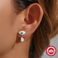 1 Pair Simple Style Devil's Eye Water Droplets Enamel Plating Zircon Sterling Silver Drop Earrings main image 4