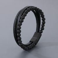 Simple Style Solid Color Titanium Steel Layered Men's Bracelets sku image 2