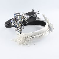 Women's Elegant Luxurious Butterfly Sponge Inlay Artificial Pearls Rhinestones Hair Band main image 6