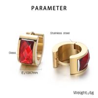 1 Pair Simple Style U Shape Plating Inlay Titanium Steel Glass 18K Gold Plated Earrings main image 2