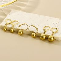 1 Pair Simple Style Circle Solid Color Titanium Steel 18K Gold Plated Drop Earrings main image 6