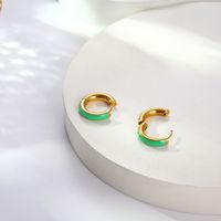 1 Pair Elegant Circle Polishing Epoxy 304 Stainless Steel 18K Gold Plated Hoop Earrings main image 8