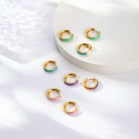 1 Pair Elegant Circle Polishing Epoxy 304 Stainless Steel 18K Gold Plated Hoop Earrings main image 11