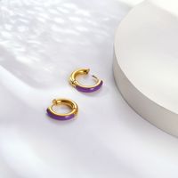 1 Pair Elegant Circle Polishing Epoxy 304 Stainless Steel 18K Gold Plated Hoop Earrings main image 7