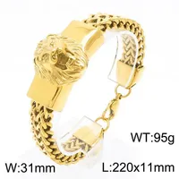 Casual Punk Lion Titanium Steel Plating 18K Gold Plated Men's Bracelets main image 2