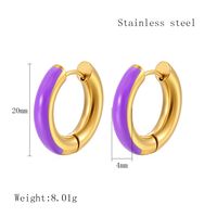 1 Pair Elegant Circle Polishing Epoxy 304 Stainless Steel 18K Gold Plated Hoop Earrings main image 3