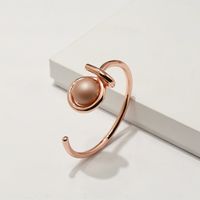 Copper 18K Gold Plated Commute C Shape Inlay Pearl Bangle main image 3