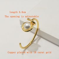 Copper 18K Gold Plated Commute C Shape Inlay Pearl Bangle main image 2