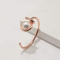 Copper 18K Gold Plated Commute C Shape Inlay Pearl Bangle sku image 5
