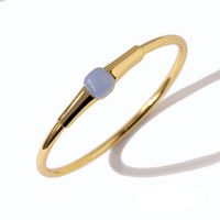 Copper 18K Gold Plated Commute Geometric Plating Inlay Artificial Crystal Bangle main image 6