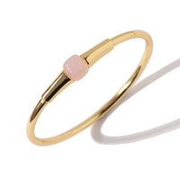 Copper 18K Gold Plated Commute Geometric Plating Inlay Artificial Crystal Bangle main image 4