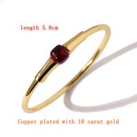 Copper 18K Gold Plated Commute Geometric Plating Inlay Artificial Crystal Bangle main image 2