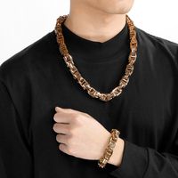 Titan Stahl 18 Karat Vergoldet Einfacher Stil Einfarbig Armbänder Halskette main image 1