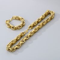 Titan Stahl 18 Karat Vergoldet Einfacher Stil Einfarbig Armbänder Halskette main image 6