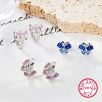 1 Pair Cute Simple Style Shiny Butterfly Plating Inlay Sterling Silver Zircon White Gold Plated Earrings Ear Studs main image 6