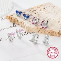 1 Paire Mignon Style Simple Brillant Papillon Placage Incruster Argent Sterling Zircon Or Blanc Plaqué Des Boucles D'Oreilles Boucles D'Oreilles main image 4