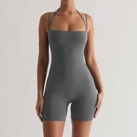 Women's Daily Fitness Simple Style Solid Color Shorts Backless Rompers main image 1