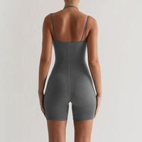 Women's Daily Fitness Simple Style Solid Color Shorts Backless Rompers main image 2