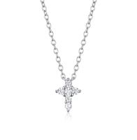 Sterling Silver White Gold Plated Elegant Vintage Style Simple Style Cross Plating Inlay Zircon Pendant Necklace sku image 1