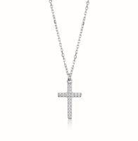 Sterling Silver White Gold Plated Elegant Vintage Style Simple Style Cross Plating Inlay Zircon Pendant Necklace sku image 2