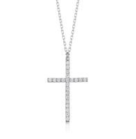 Sterling Silver White Gold Plated Elegant Vintage Style Simple Style Cross Plating Inlay Zircon Pendant Necklace sku image 3