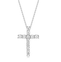 Sterling Silver White Gold Plated Elegant Vintage Style Simple Style Cross Plating Inlay Zircon Pendant Necklace sku image 4
