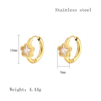 1 Pair Simple Style Geometric Plating Inlay 304 Stainless Steel Zircon 18K Gold Plated Earrings main image 2