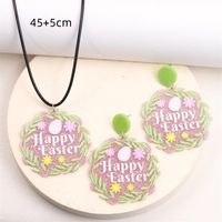 Cute Rabbit Letter Arylic Printing Easter Women's Earrings Necklace main image 2
