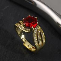 Wholesale Simple Style Round Copper Plating Inlay White Gold Plated Gold Plated Zircon Open Rings main image 1