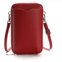 Women's Pu Leather Solid Color Basic Square Zipper Phone Wallets sku image 2