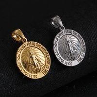 Hip-Hop Round Virgin Mary Stainless Steel Plating 18K Gold Plated Unisex Pendant Necklace main image 5
