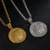 Hip-Hop Round Virgin Mary Stainless Steel Plating 18K Gold Plated Unisex Pendant Necklace main image 1