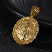 Hip-Hop Round Virgin Mary Stainless Steel Plating 18K Gold Plated Unisex Pendant Necklace main image 4