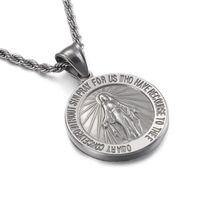 Hip-Hop Round Virgin Mary Stainless Steel Plating 18K Gold Plated Unisex Pendant Necklace main image 2