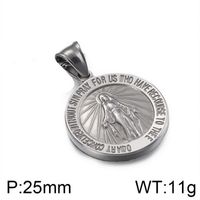 Hip-Hop Round Virgin Mary Stainless Steel Plating 18K Gold Plated Unisex Pendant Necklace sku image 1