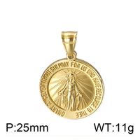 Hip-Hop Round Virgin Mary Stainless Steel Plating 18K Gold Plated Unisex Pendant Necklace sku image 2