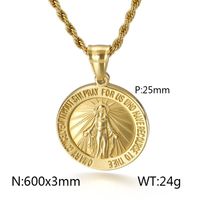 Hip-Hop Round Virgin Mary Stainless Steel Plating 18K Gold Plated Unisex Pendant Necklace sku image 4