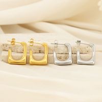 1 Pair Simple Style Geometric Plating Inlay Titanium Steel Pearl 18K Gold Plated Ear Studs main image 3
