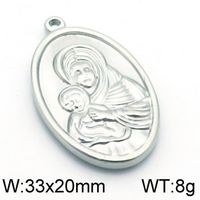 1 Pièce Acier Inoxydable Plaqué Or 18K Vierge Marie Ovale Brillant Pendentif sku image 5