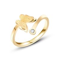 Titanium Steel 18K Gold Plated Simple Style Round Flower Butterfly Hollow Out Inlay Open Rings Rings main image 2