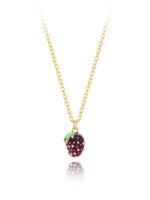 Copper 18K Gold Plated Cute Sweet Grape Watermelon Enamel Pendant Necklace main image 5