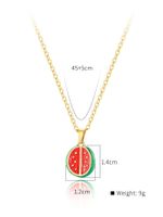 Copper 18K Gold Plated Cute Sweet Grape Watermelon Enamel Pendant Necklace main image 3