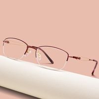 Simple Style Solid Color Plastic Oval Frame Half Frame Optical Glasses main image 3