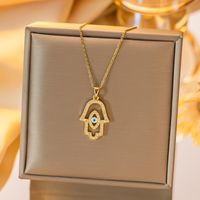 Titanium Steel Copper Gold Plated Simple Style Devil's Eye Hollow Out Inlay Zircon Pendant Necklace sku image 7