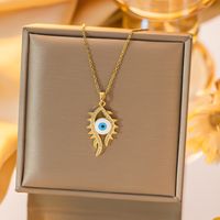 Titanium Steel Copper Gold Plated Simple Style Devil's Eye Hollow Out Inlay Zircon Pendant Necklace sku image 2