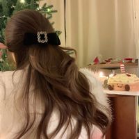 Women's Simple Style Bow Knot Rectangle Velvet Inlay Rhinestones Hair Clip main image 6