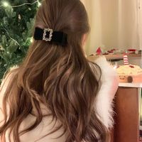 Women's Simple Style Bow Knot Rectangle Velvet Inlay Rhinestones Hair Clip main image 2