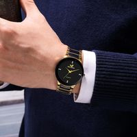 Business Simple Style Color Block Double Side Snaps Quartz Men's Watches main image 3