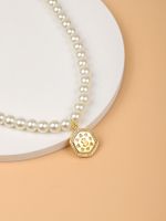 Elegant Glam Brief Künstliche Perle Zinklegierung Perlen Überzug Inlay Glas Frau Halskette Mit Anhänger main image 6