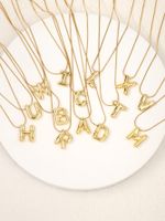 Titanium Steel Copper 18K Gold Plated Classic Style Letter Pendant Necklace main image 11